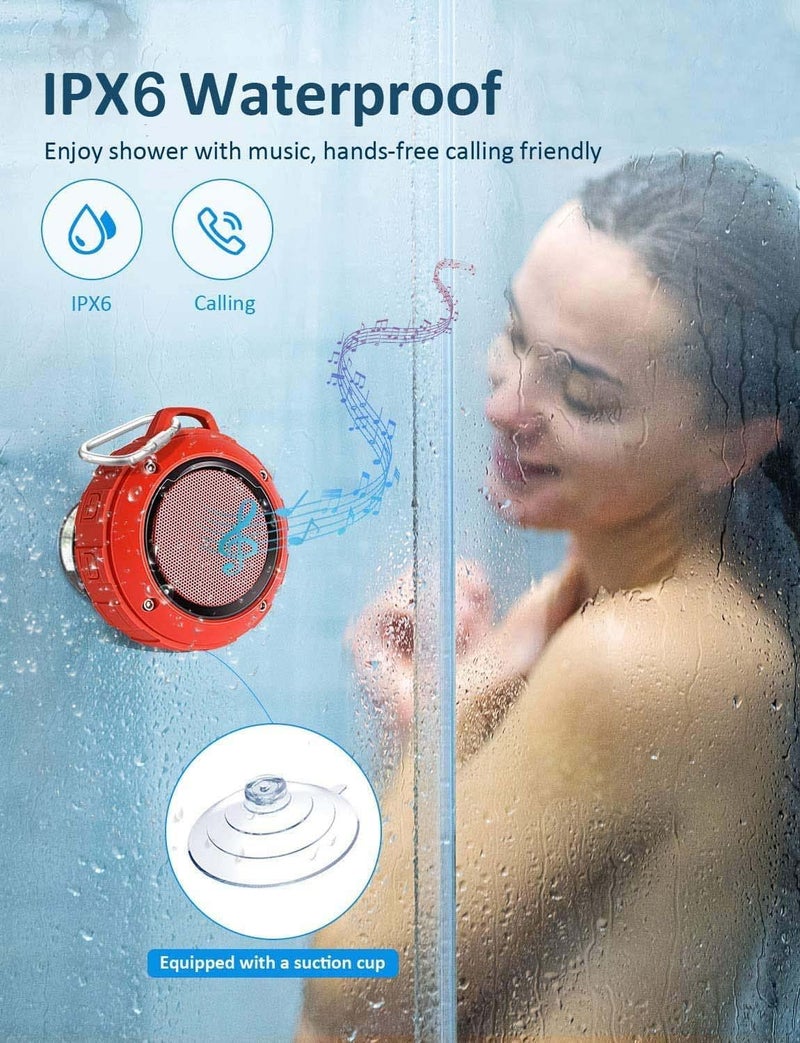 Kunodi Outdoor Waterproof Bluetooth Speaker, Wireless Portable Mini Shower Travel Speaker with Subwoofer, Enhanced Bass, Built in Mic for Sports, Pool, Beach, Hiking, Camping - Image 2